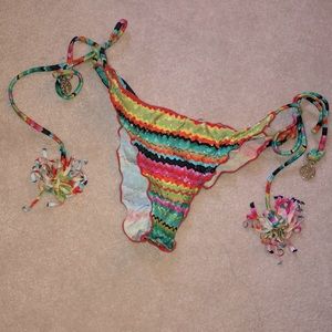 Luli Fama scrunch bikini bottoms side tie Med
